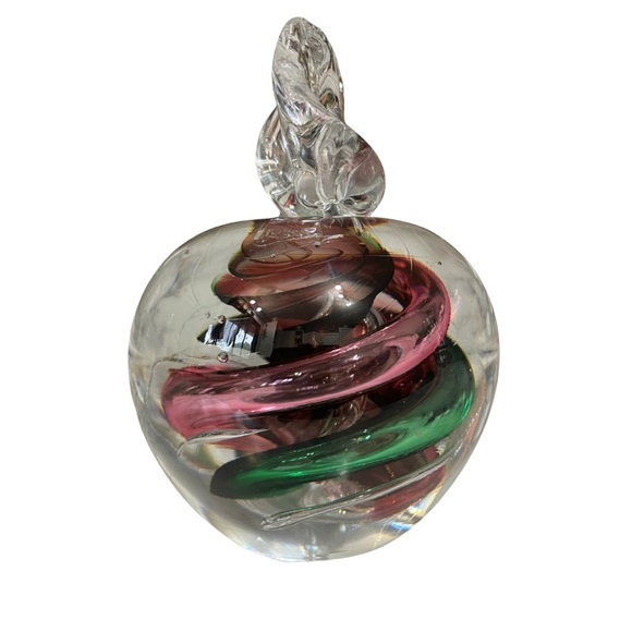 Marian Pyrcak Art Glass Apple – Green & Pink Paperweight Decor - Picture 4 of 11